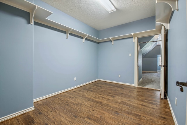 interior space with dark wood-type flooring