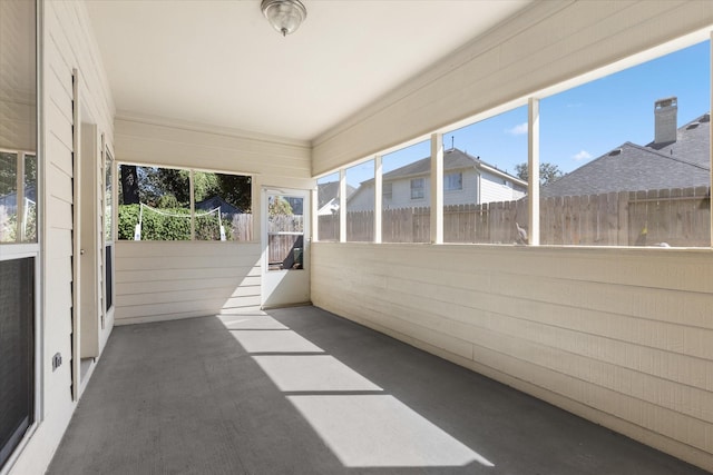 view of unfurnished sunroom