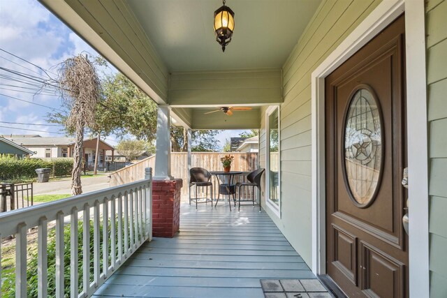 wooden deck featuring a porch