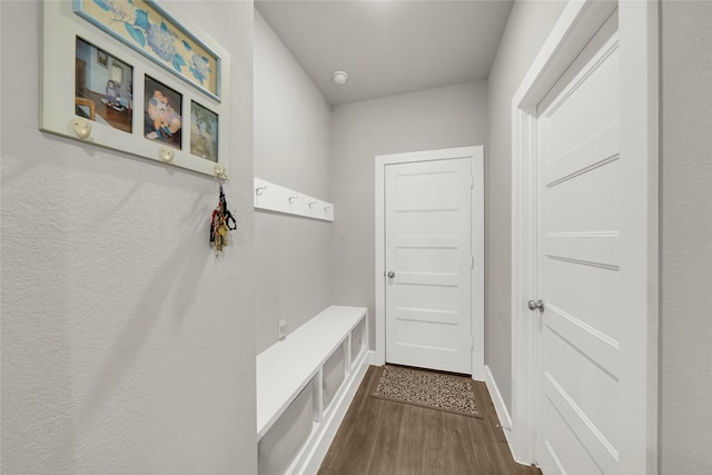 mudroom with hardwood / wood-style floors