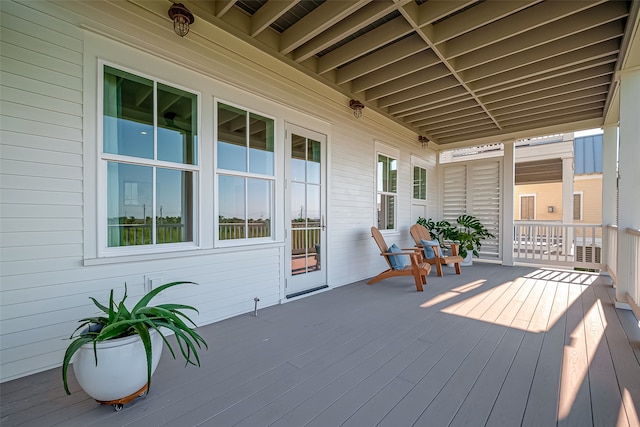 deck featuring a porch