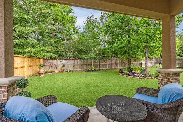 view of yard featuring a fenced backyard