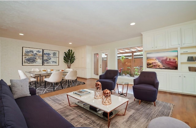 living room with hardwood / wood-style flooring