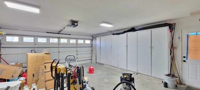 garage with a garage door opener