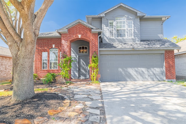 view of property with a garage