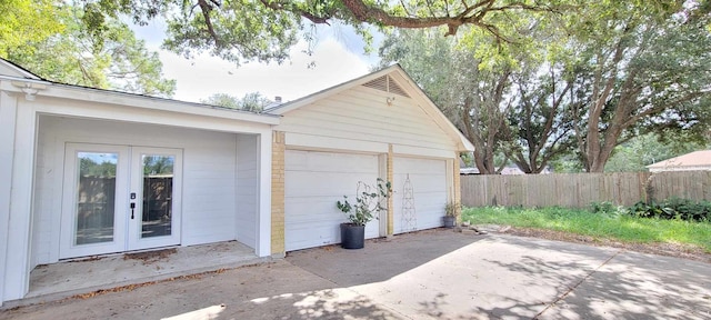 garage with french doors