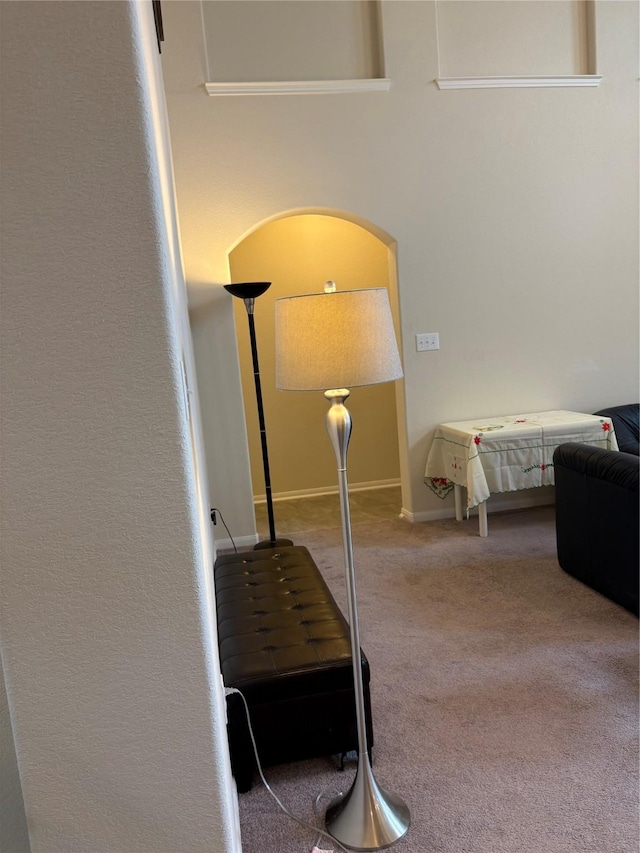 331 W Bend Dr, League City, TX 77573 - bedroom featuring carpet floors and arched walkways
