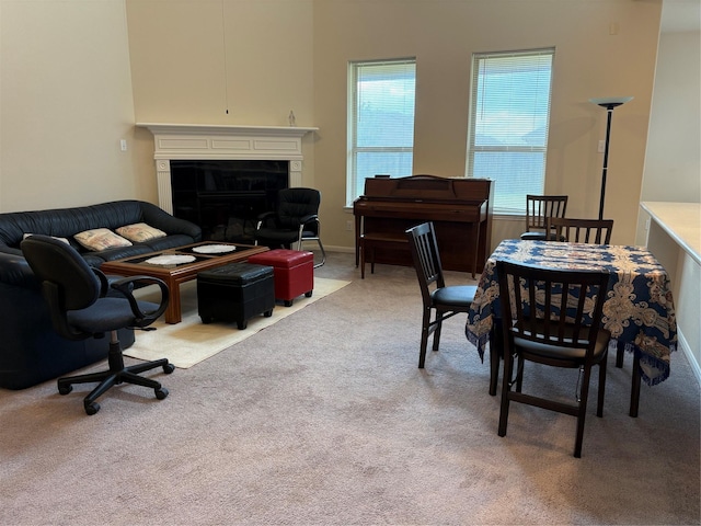 331 W Bend Dr, League City, TX 77573 - carpeted living area with a fireplace