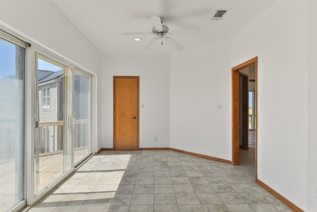 unfurnished room featuring ceiling fan