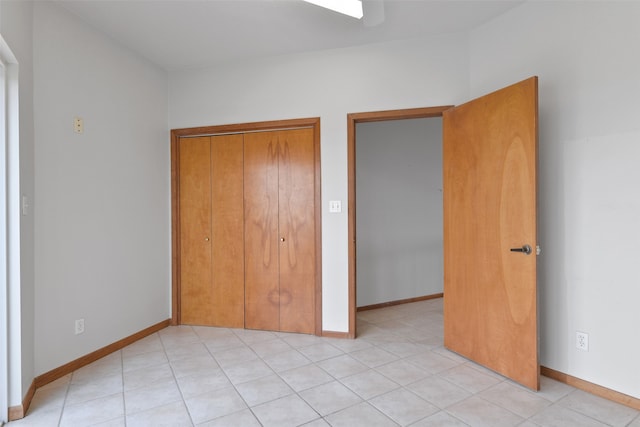 unfurnished bedroom featuring a closet