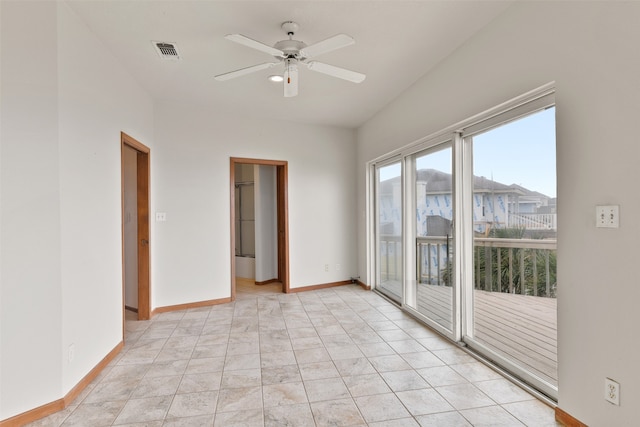 spare room featuring ceiling fan