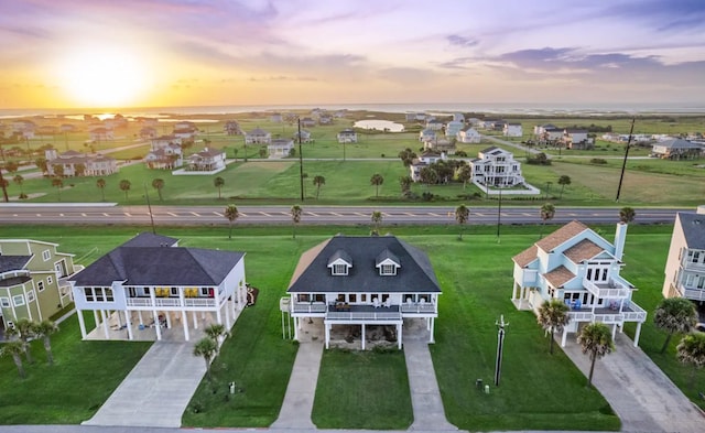 aerial view at dusk of a residential view