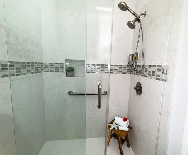 bathroom with a stall shower