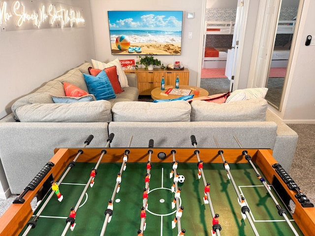 rec room with carpet