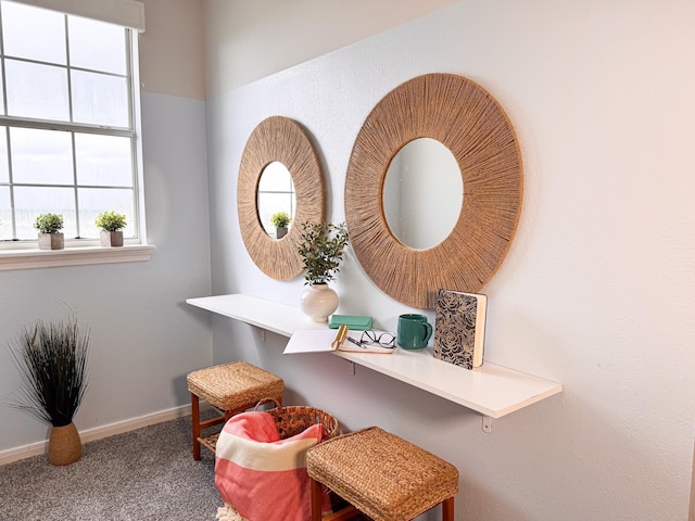 detailed view of carpet floors and baseboards