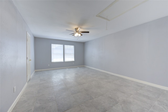 unfurnished room with ceiling fan