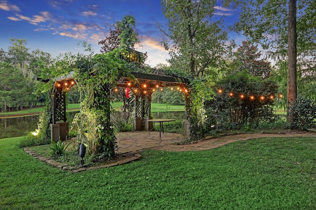 yard at dusk with a patio