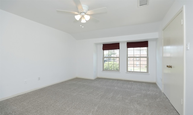 empty room with light carpet and ceiling fan