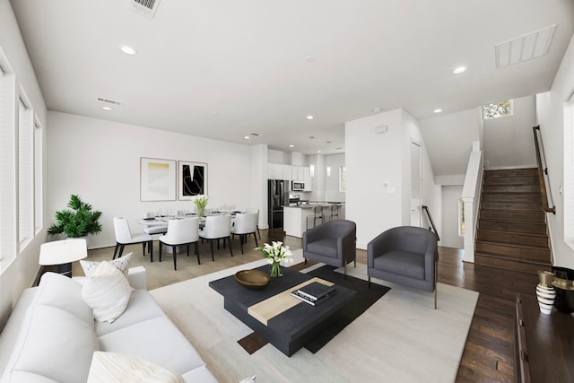 living room with hardwood / wood-style flooring