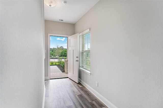 doorway featuring hardwood / wood-style floors