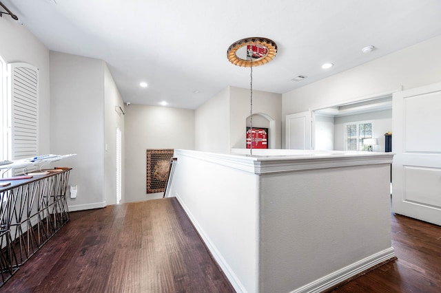 interior space with dark wood-type flooring