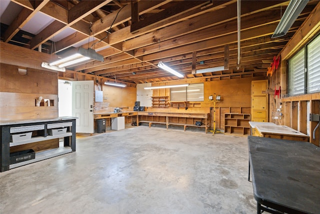 basement featuring a workshop area