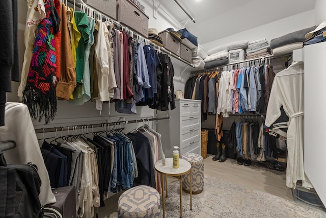 spacious closet featuring light wood-type flooring