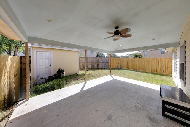 view of patio with ceiling fan