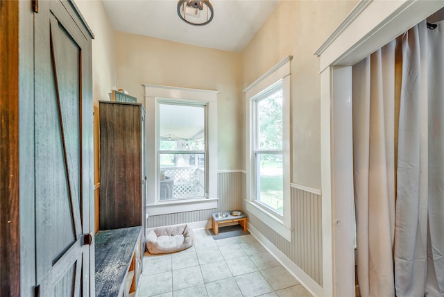 bathroom with tile patterned floors