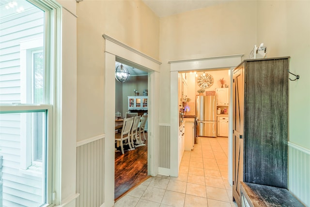 hallway featuring light wood-type flooring