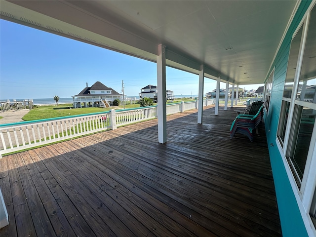 deck with a water view