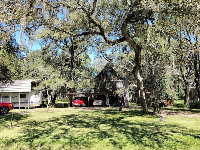 view of yard featuring a carport