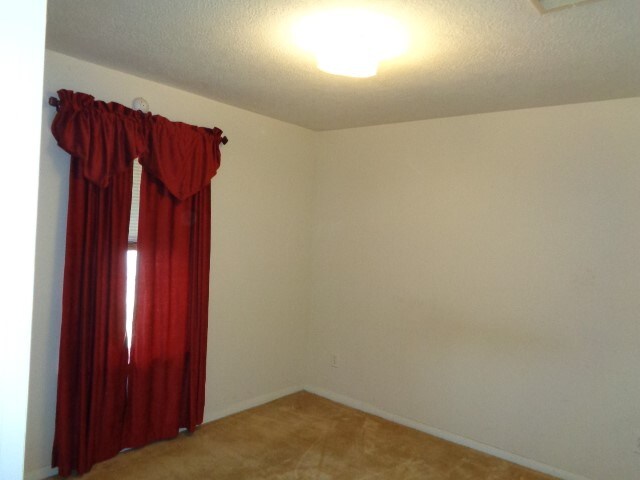 carpeted empty room with a textured ceiling