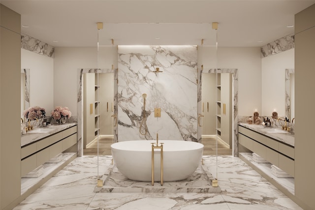 bathroom featuring a tub to relax in and vanity