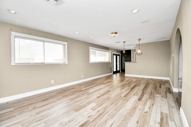 interior space with light hardwood / wood-style flooring