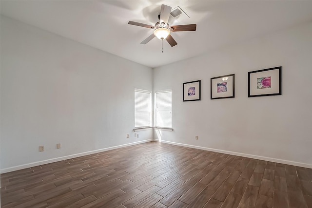 5110 Prairie Creek Dr, Houston, TX 77084 - unfurnished room featuring ceiling fan, dark wood-style flooring, and baseboards