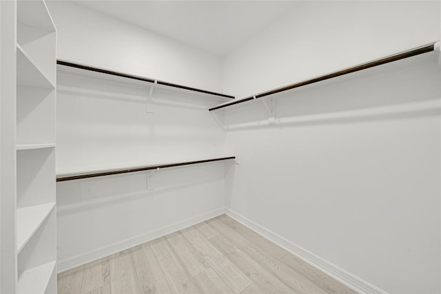 spacious closet with light hardwood / wood-style flooring