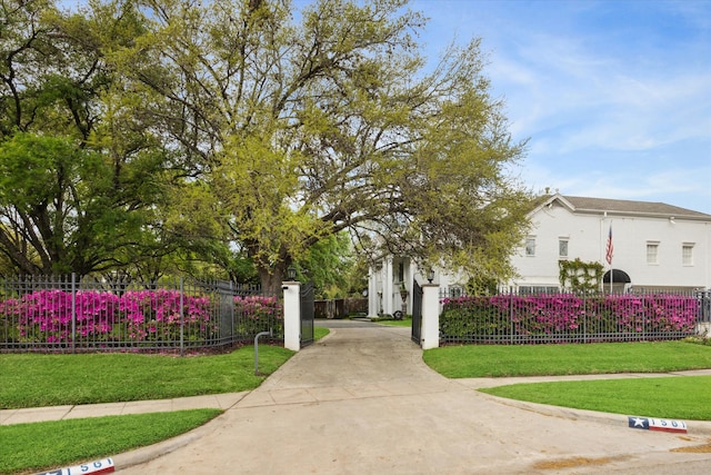 view of home's community with a lawn