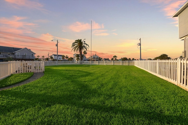 view of yard at dusk