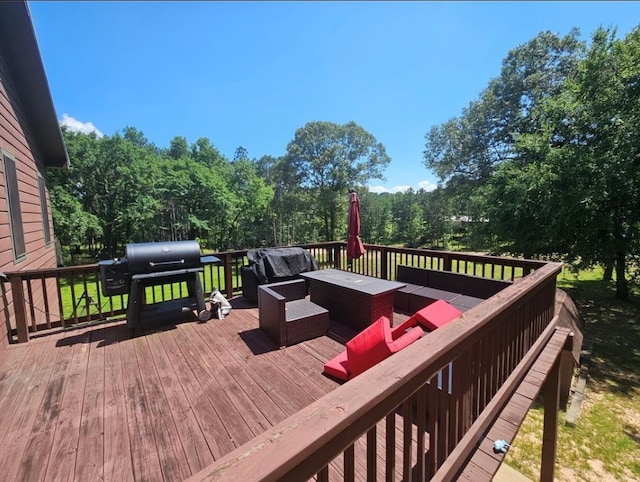 deck featuring grilling area