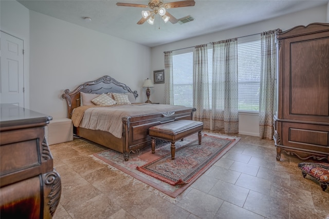 bedroom featuring ceiling fan