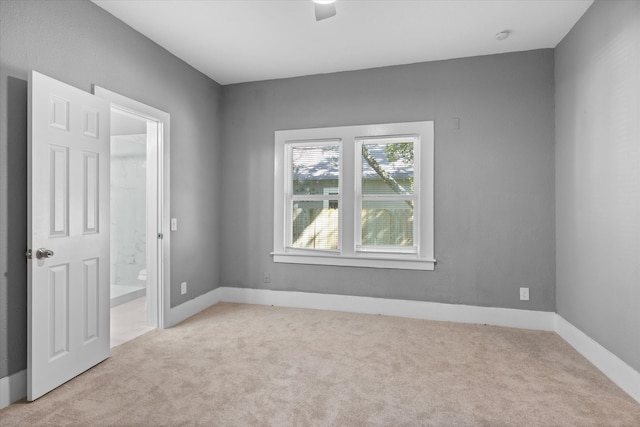 spare room featuring light colored carpet