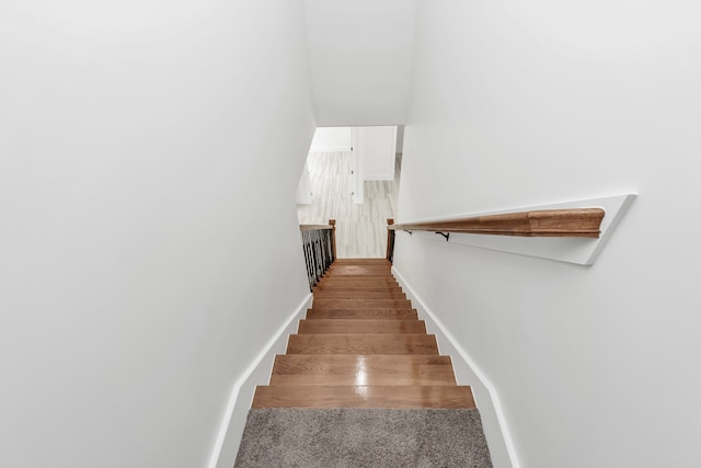 staircase featuring wood-type flooring