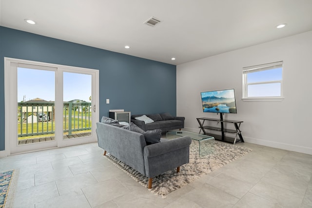 view of tiled living room