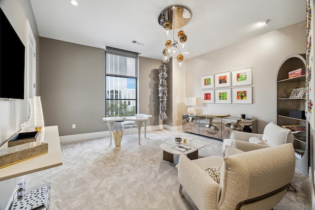 living room with carpet flooring