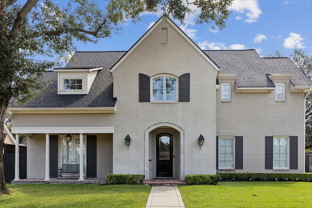 view of front of house with a front lawn