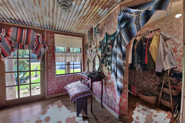 sitting room featuring hardwood / wood-style floors