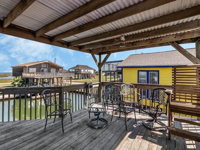 deck with a water view