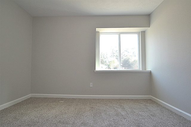 spare room with a textured ceiling and carpet floors