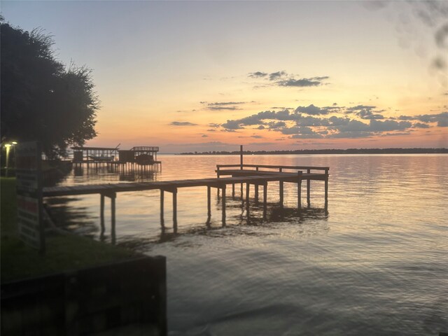 view of dock featuring a water view